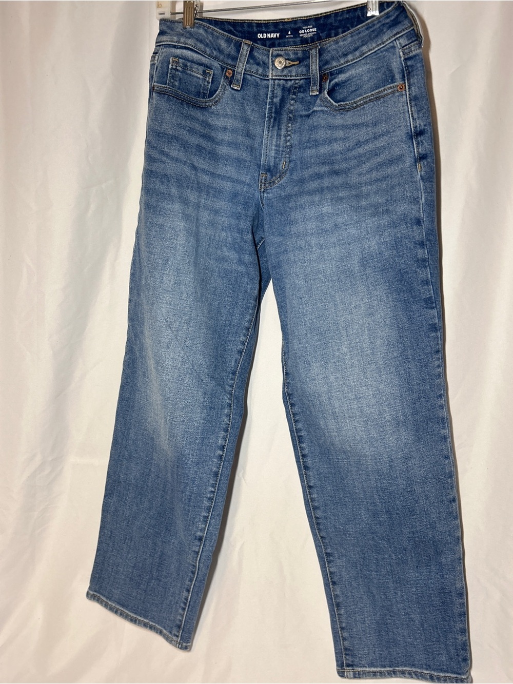 Old Navy OG Loose High Rise Jeans Petite 4 Light Wash Wide Leg Denim